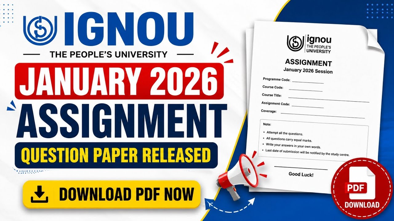 IGNOU January 2026 Assignment Question Paper Released | Download PDF Now