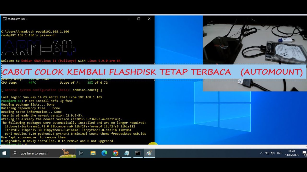 Cara Menambatkan [ Mount & Auto Mount ] Flashdisk & HDD External Ke Armbian Debian Server STB B860H