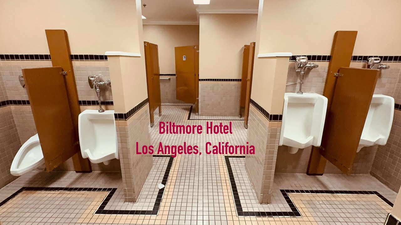 Men’s Restroom Tour | American Standard Toilet Flush | Biltmore Hotel, Los Angeles, California, USA