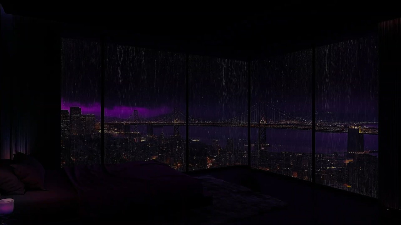 16 HOURS • NYC Rainstorm from a Luxury Penthouse 🌧️⛈️ Relaxing Thunder & Urban Night Sounds