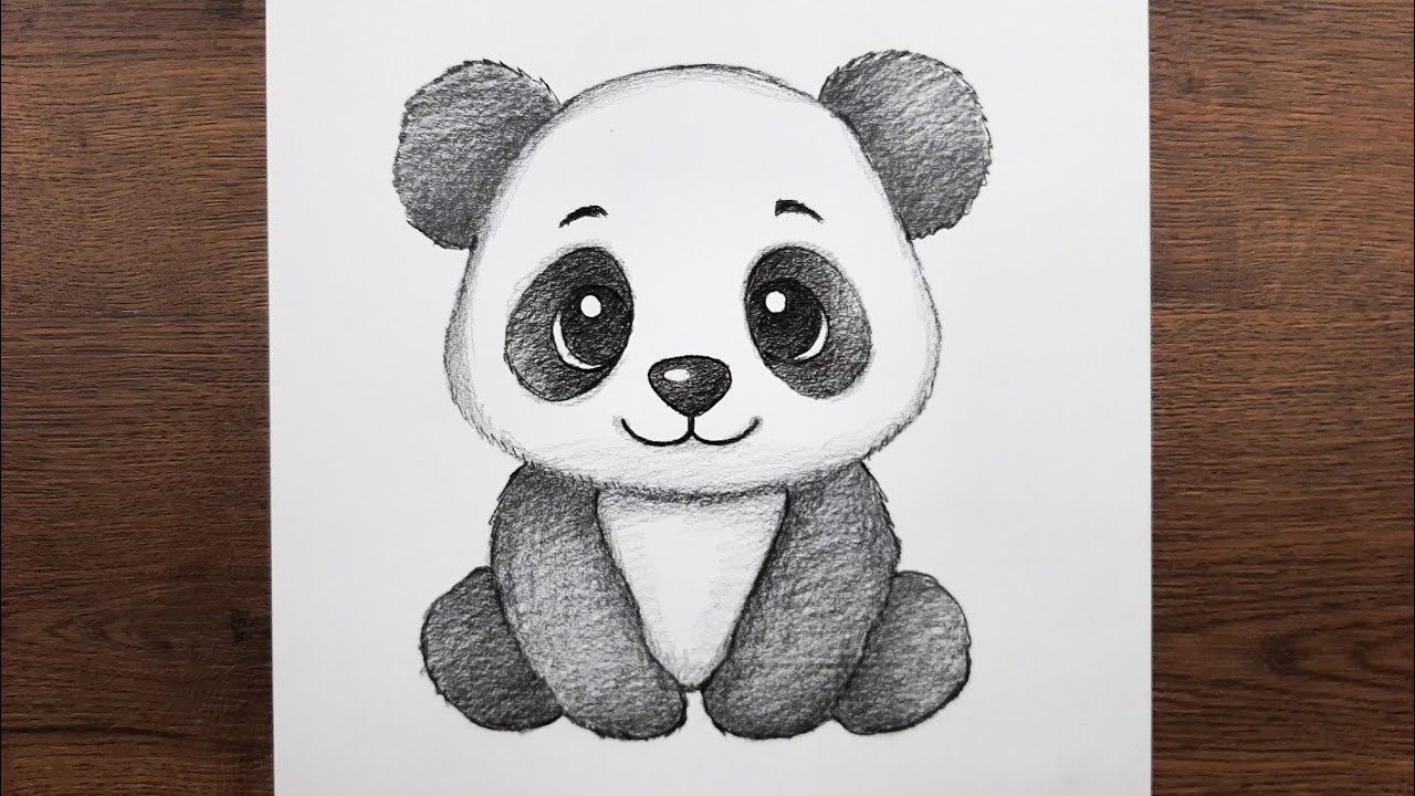 Kolay karakalem çizimler - Sevimli bir panda resmi adım adım nasıl çizilir