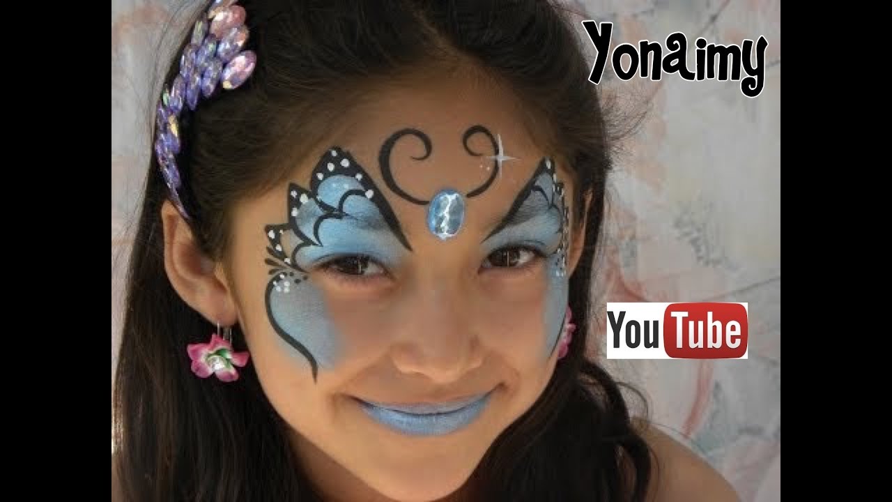 PINTACARITAS DE MARIPOSA  AZUL.- FACEPAINTING BLUE BUTTERFLY