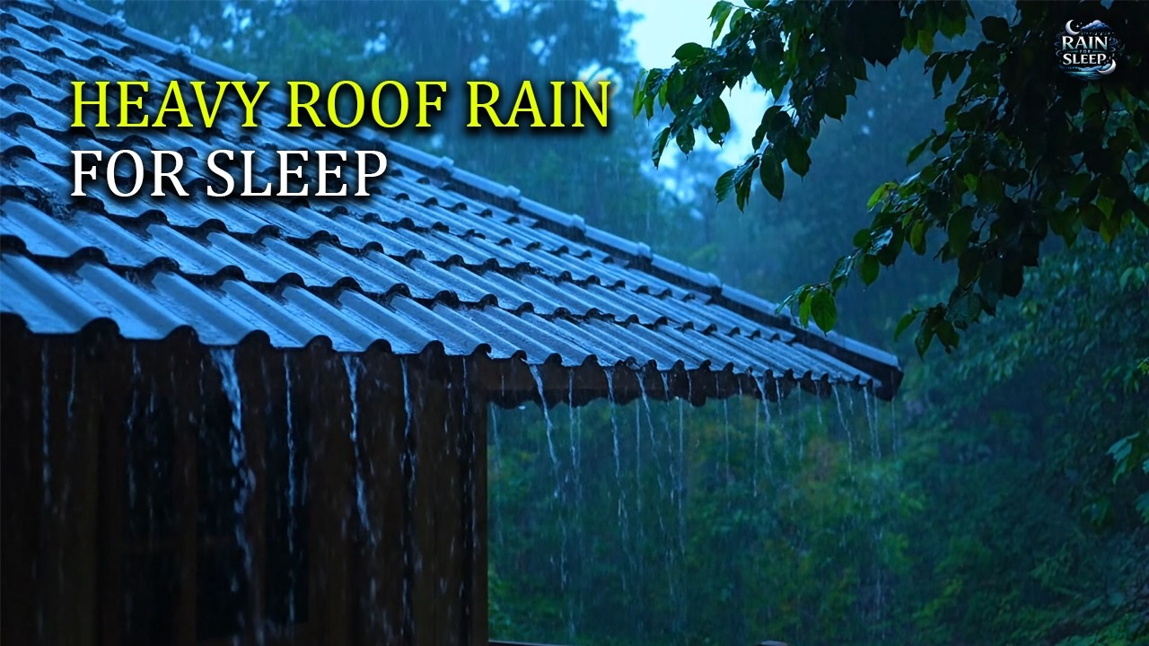 99% Fall Asleep in 5 Minutes, Heavy Roof Rain For Sleep | Cozy Night Rain Sounds, No Thunder!