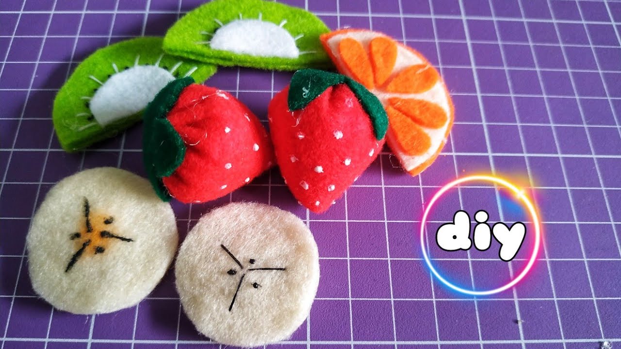 Cara membuat topping buah dari kain flanel | felt fruits | how to make felt fruit