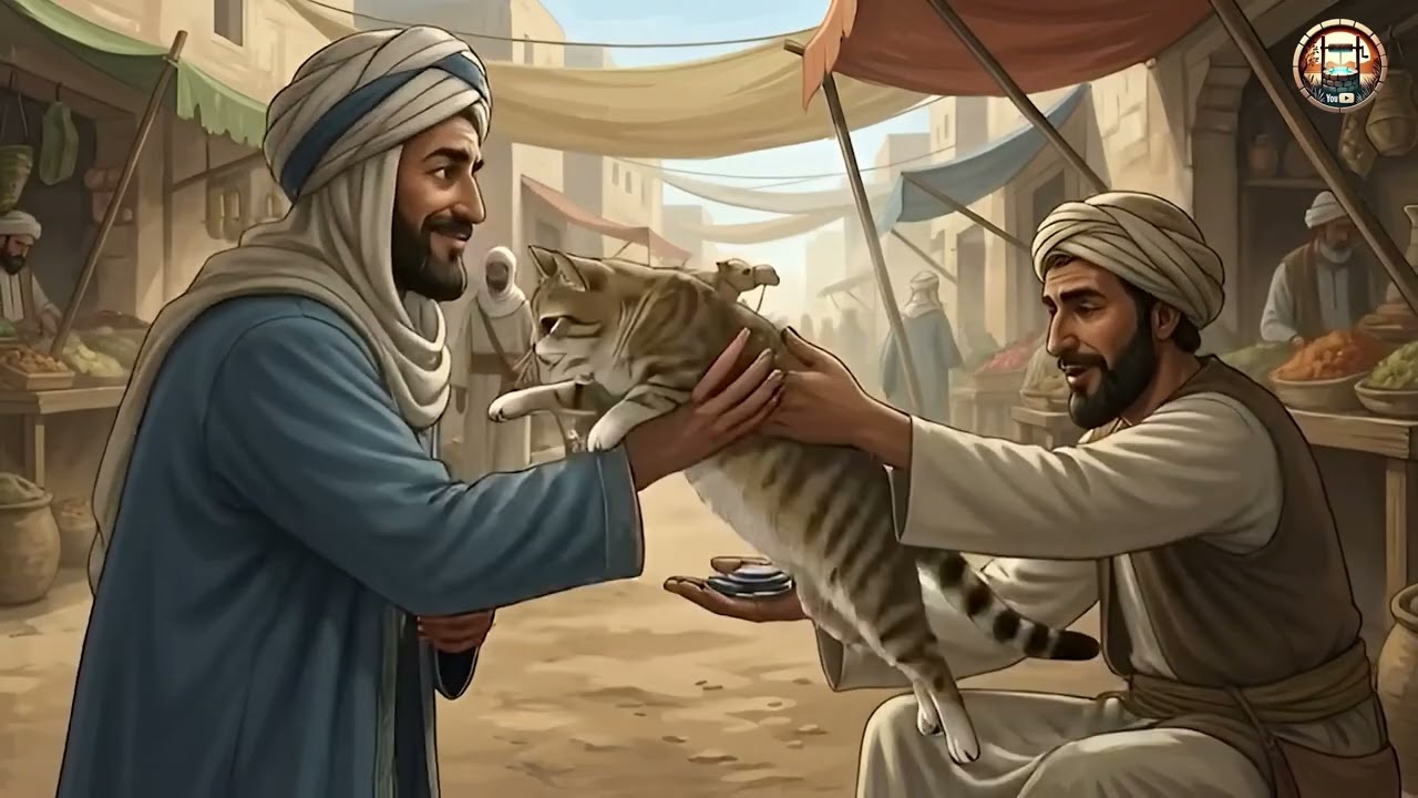 قصة_ الفقير والقط الذي باعه التاجر مقابل وزنه ذهبا شاهد