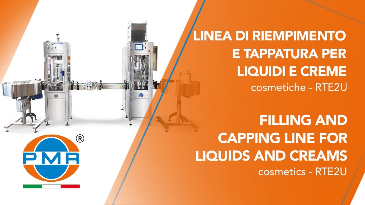 LINEA SEMI-AUTOMATICA DI RIEMPIMENTO E TAPPATURA PER CONTENITORI DI LIQUIDI E CREME - RTE2U