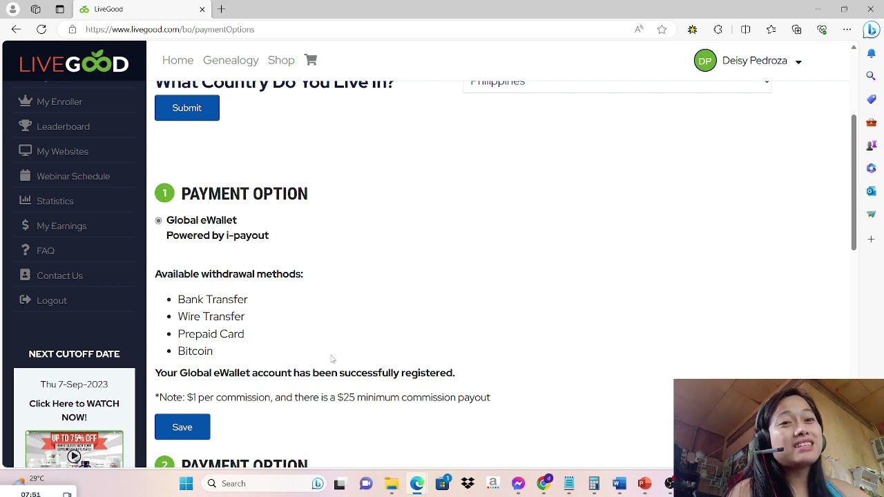 How to set up e wallet to receive Livegood commissions