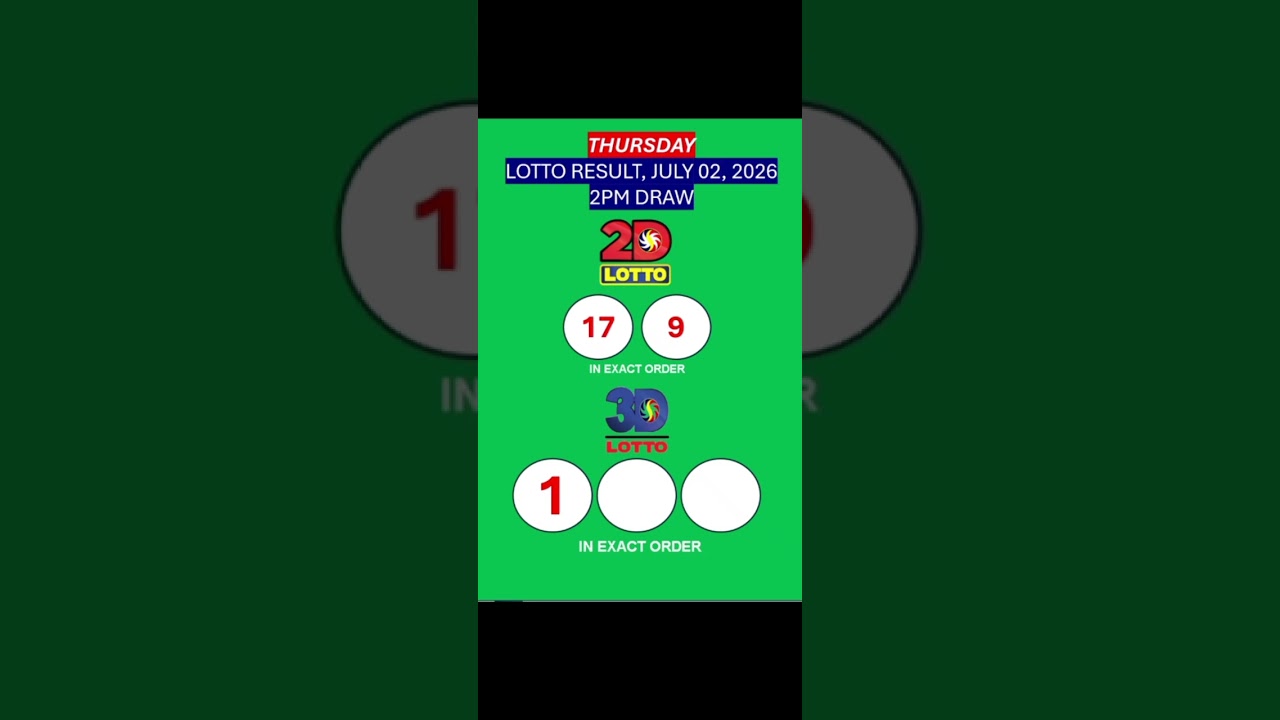 LOTTO RESULTS, 3D LOTTO, EZ2 LOTTO, 2PM DRAW, JULY 02, 2026@LottoResultTV15K