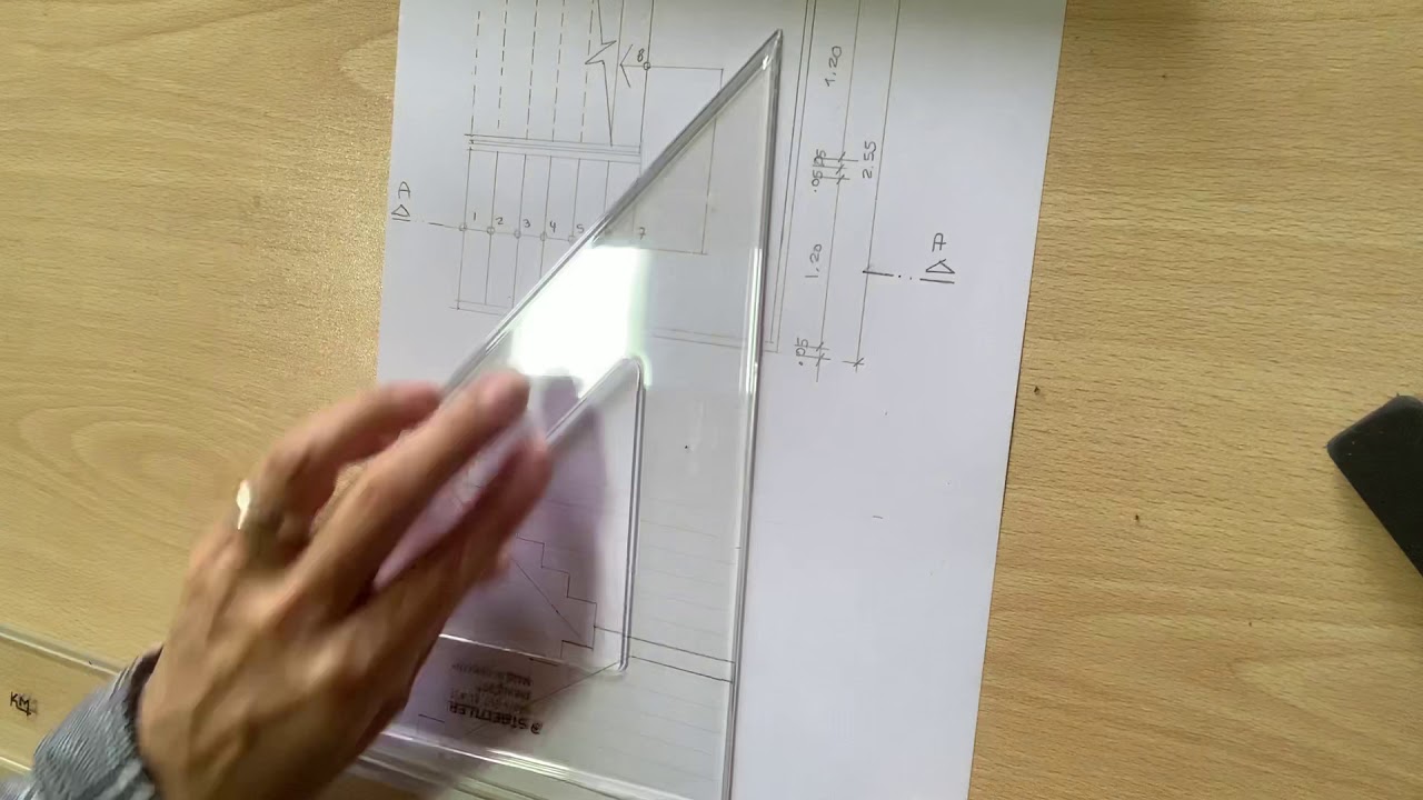 Sección de escalera de dos tramos en forma de U