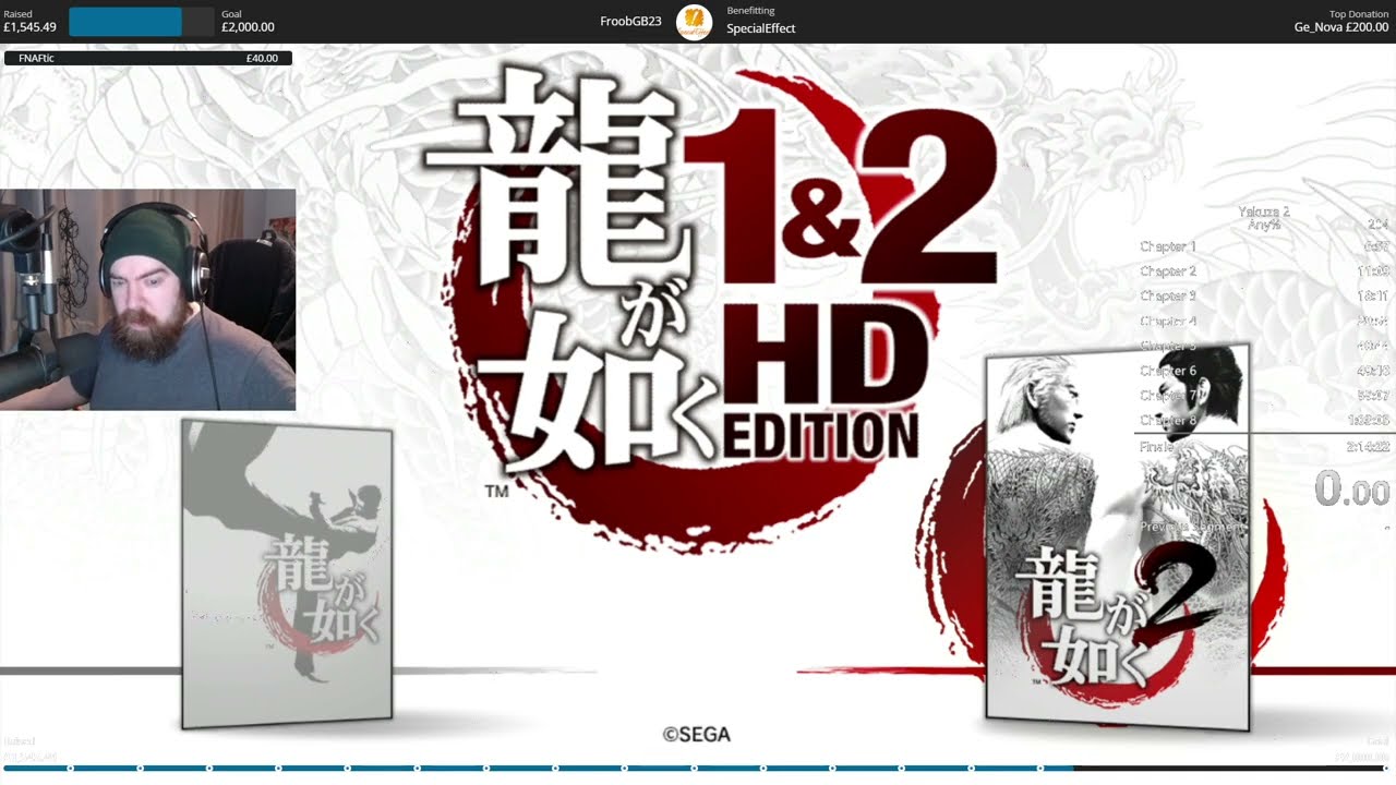 Charity fundraising with every Yakuza speedrun PART 2 (OG2, K2, Kenzan)