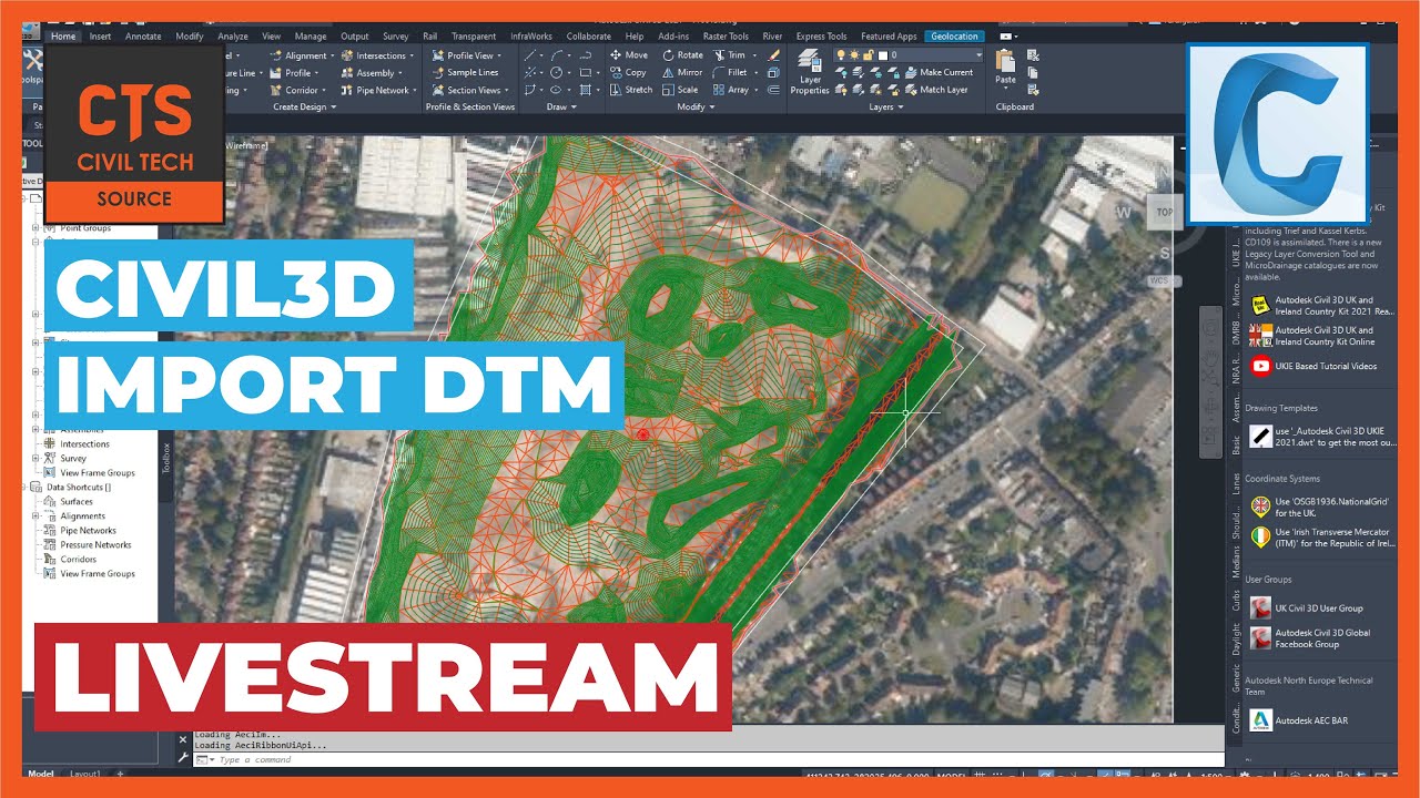 Civil 3D How to Import Lidar DTM (1st Live Stream)