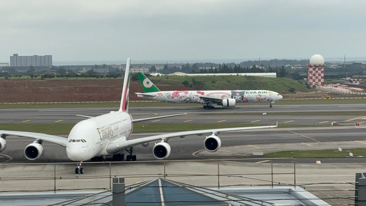 桃園機場北跑道05L 3分鐘8架飛機降落紀錄 2026年2月27日拍攝