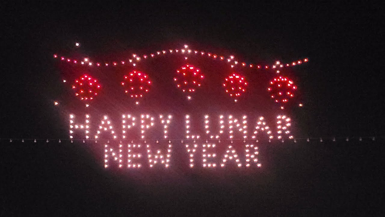 Drone show during the Port of LA Lunar New Year Festival 