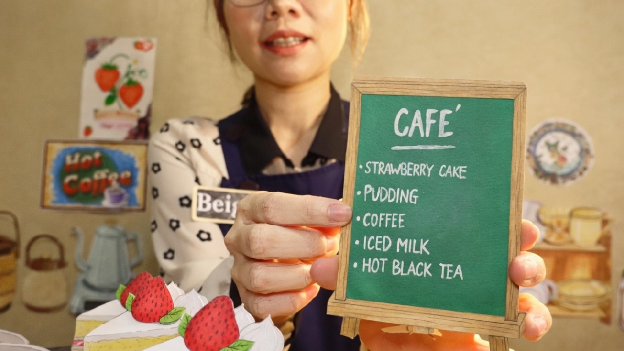 Sub) A Cozy ASMR Paper Cafe Roleplay 🍓 | Chinese Soft Spoken