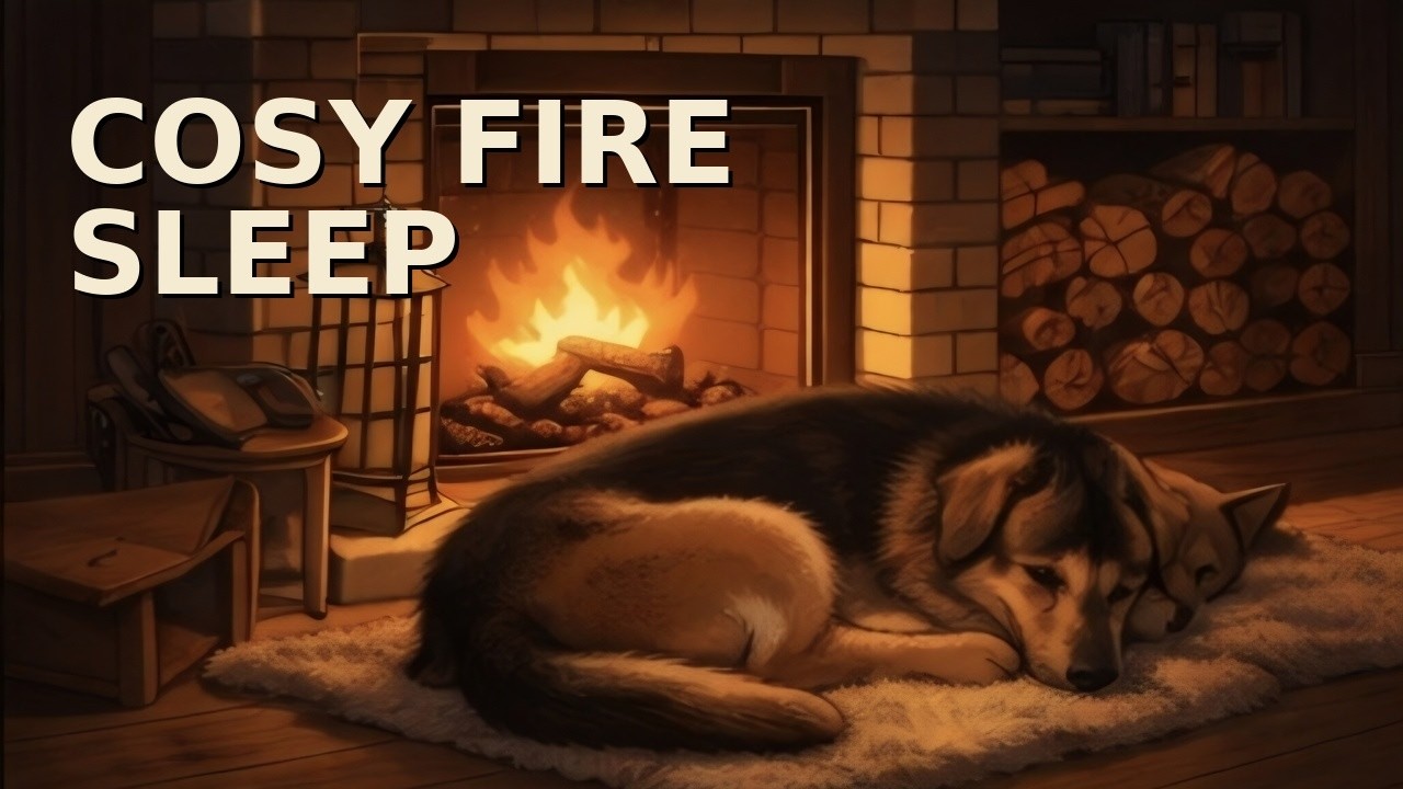 Sleeping Dog By A Crackling Fireplace 🐶🔥 10 Hours | Deep Sleep • Calm Night • Cozy Fire