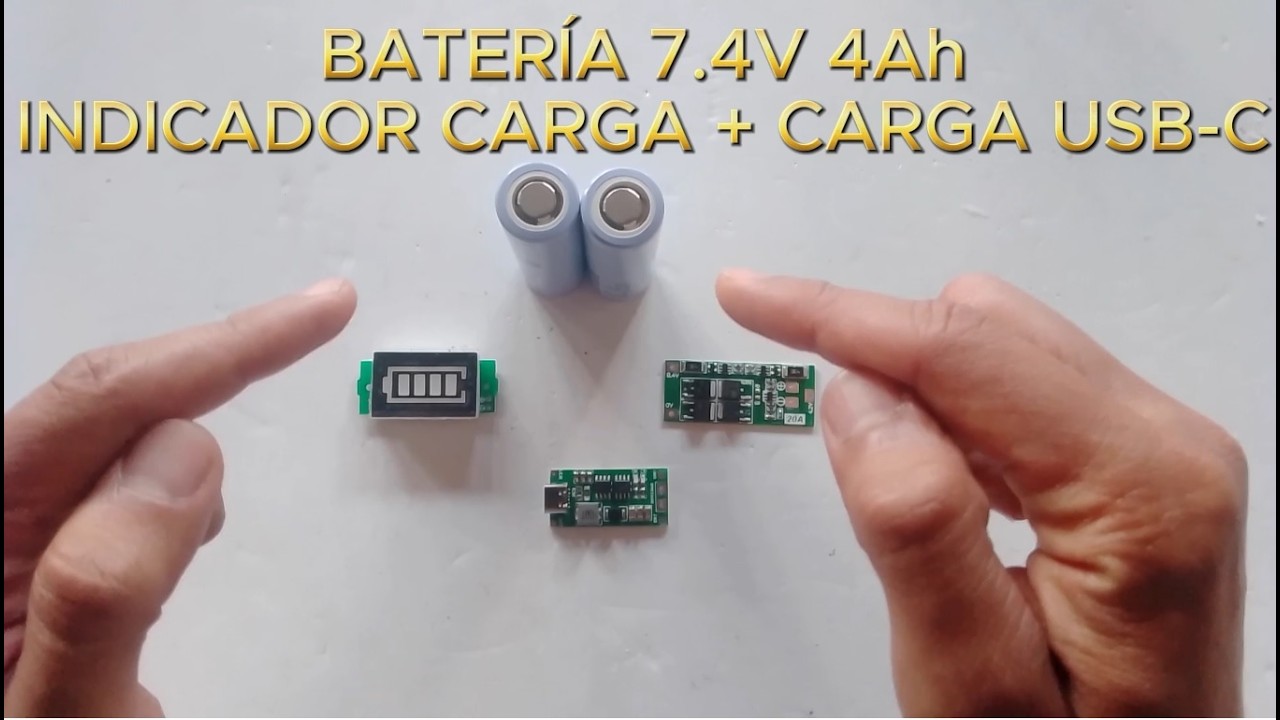 Batería Litio 2S1P 7.4V 4Ah con indicador de carga y USB-C #21700 #lithiumbatterypack #liionbattery