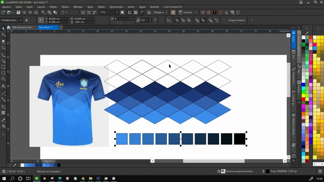 Corel Criando Losangos em degrade