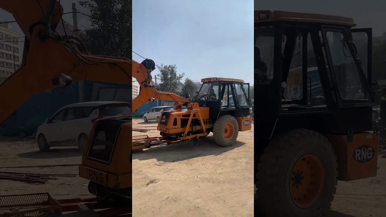 Mobile crane is on working mode