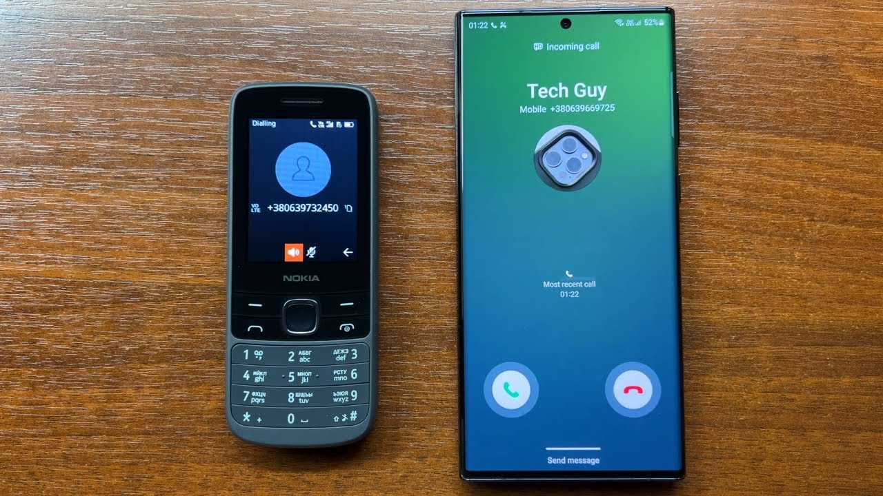 Nokia 225 4G против Samsung S22 Ultra VoLTE HD: входящий и исходящий вызовы