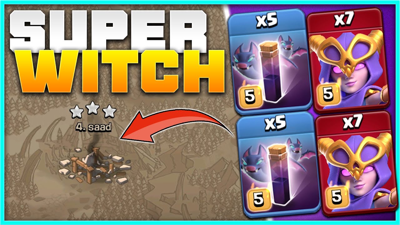 THIS STRATEGY SHOULD BE ILLEGAL SUPER WITCH IN CLASH OF CLANS - Best Th13 Attack Strategy