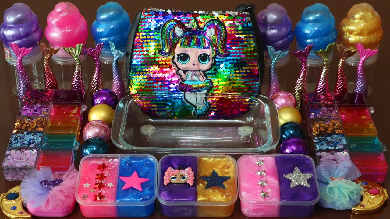 Mixing”L.O.L” Eyeshadow and Makeup,parts,glitter Into Slime!Satisfying Slime Video!★ASMR★