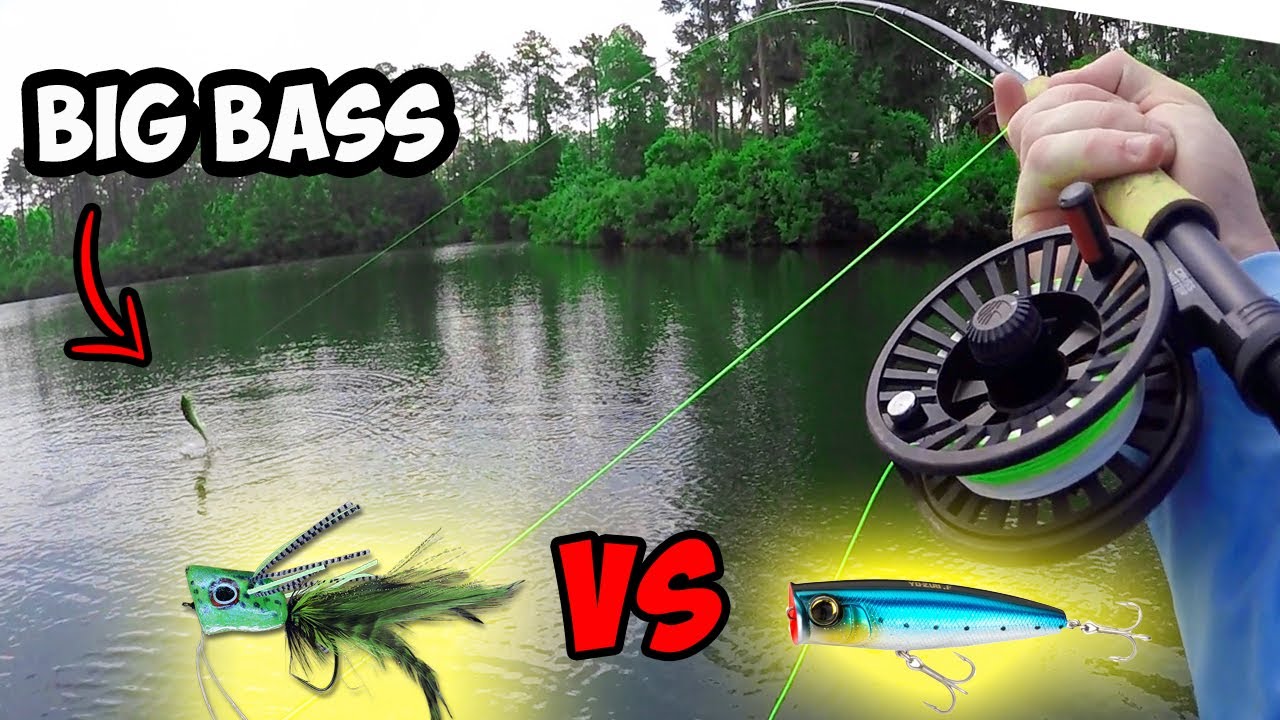 Fly Popper VS Normal Popper!  Which is Better??? | Fly Fishing For Bass with a Popper!