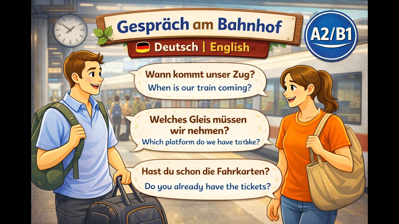 Gespräch am Bahnhof | Deutsch lernen A2/B1 mit Tavonne