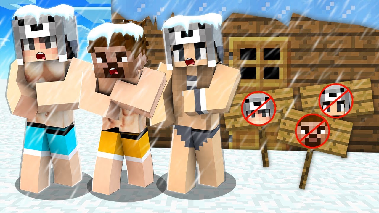 AİLECEK  KAR FIRTINASINDA EVDEN KOVULDUK 😱 - Minecraft