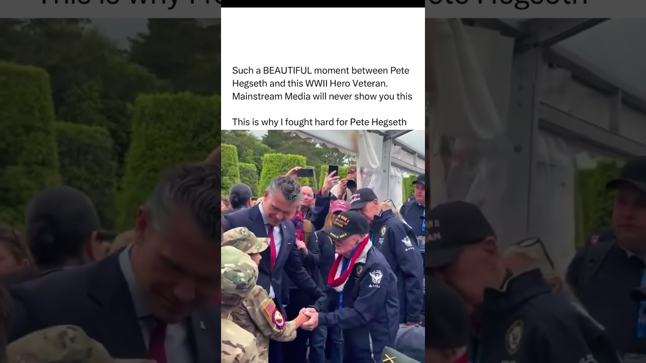 &ldquo;WWII Hero Stands Up From Wheelchair to Hug Sec. Pete Hegseth ❤️ | D-Day 82&rdquo;