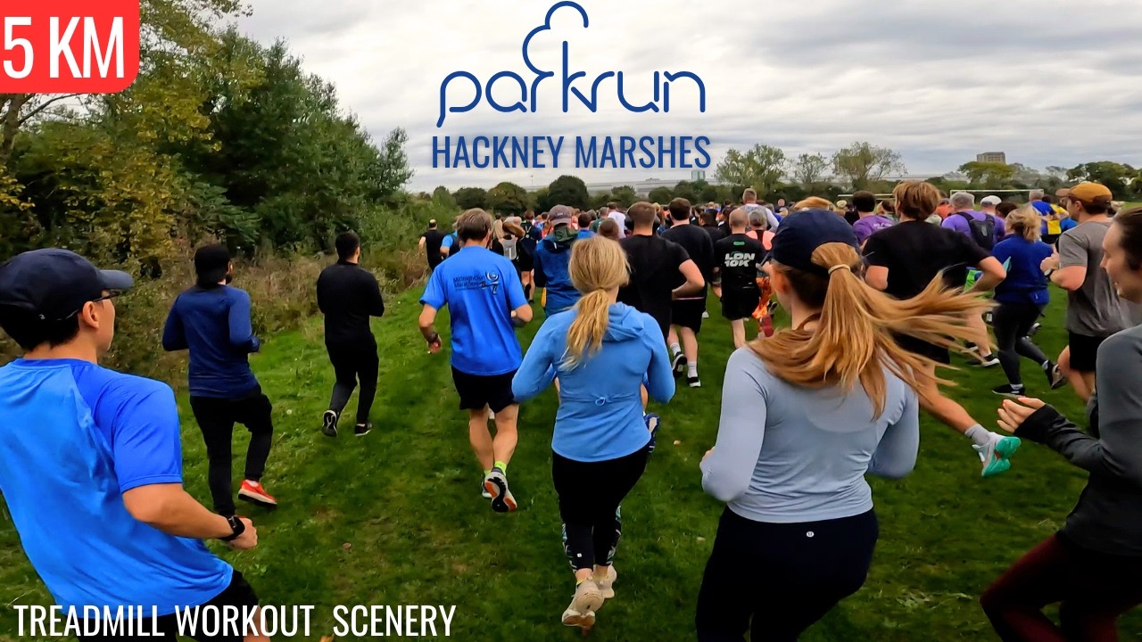 London Hackney Marshes parkrun Treadmill Workout Scenery | Virtual Run / Walk ASMR | Hackney London