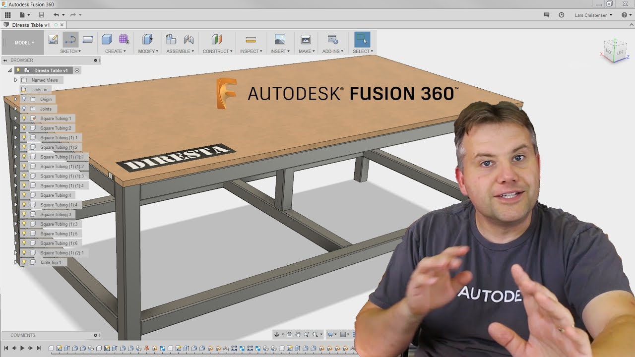 Учебное пособие по Fusion 360 — Как смоделировать стальной стол DiResta — Сборка и соединения