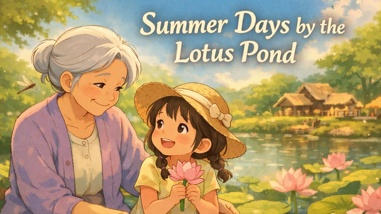 Summer Days in a Peaceful Utopia Village 🌿 | Grandma & Girl Cooking by the Lotus Pond  Ghibli Style
