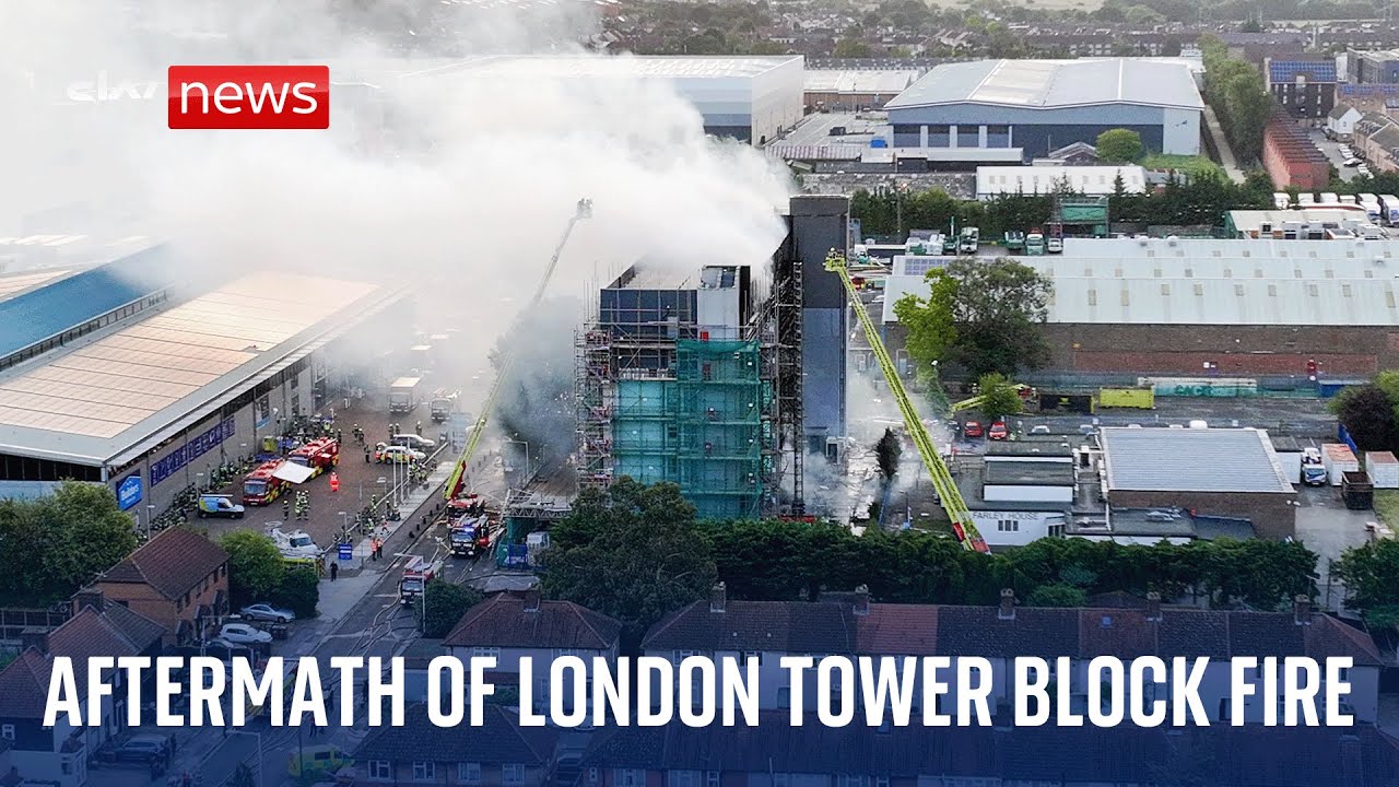 East London tower block fire: Aerial footage shows aftermath of blaze in Dagenham