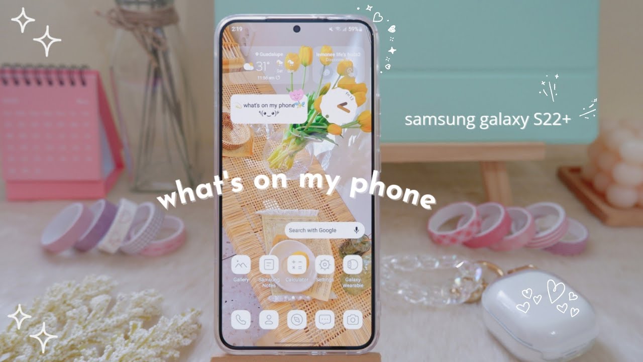 what's on my phone 🍦 aesthetic samsung galaxy S22+ | cute wallpaper, accessories, and setup ✨️