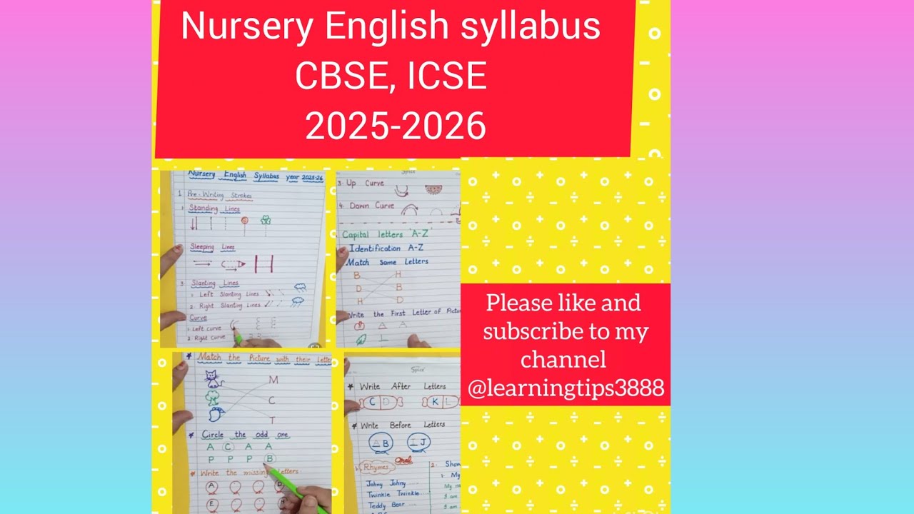 Nursery English syllabus year 2025-2026