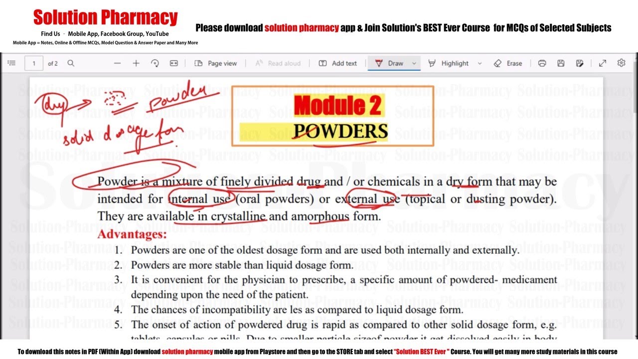 Pharmaceutics (14) = Powder Dosage Form = Full Explanation | पाउडर डोस क्या होता है, फायदे और नुकसान