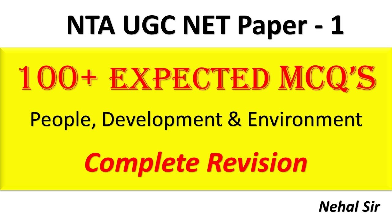 100+ Expected People Development & Environment  Paper 1 UGC NET/SET EXAM Preparation |Grand Revision