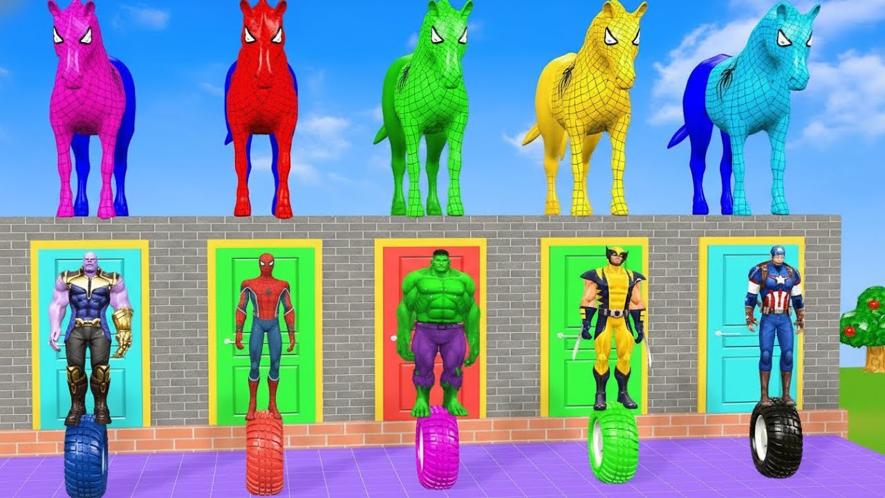 Long Slide Game With Elephant Gorilla Buffalo Hippopotamus Tiger - 3d Animal Game - Funny 3d Animals