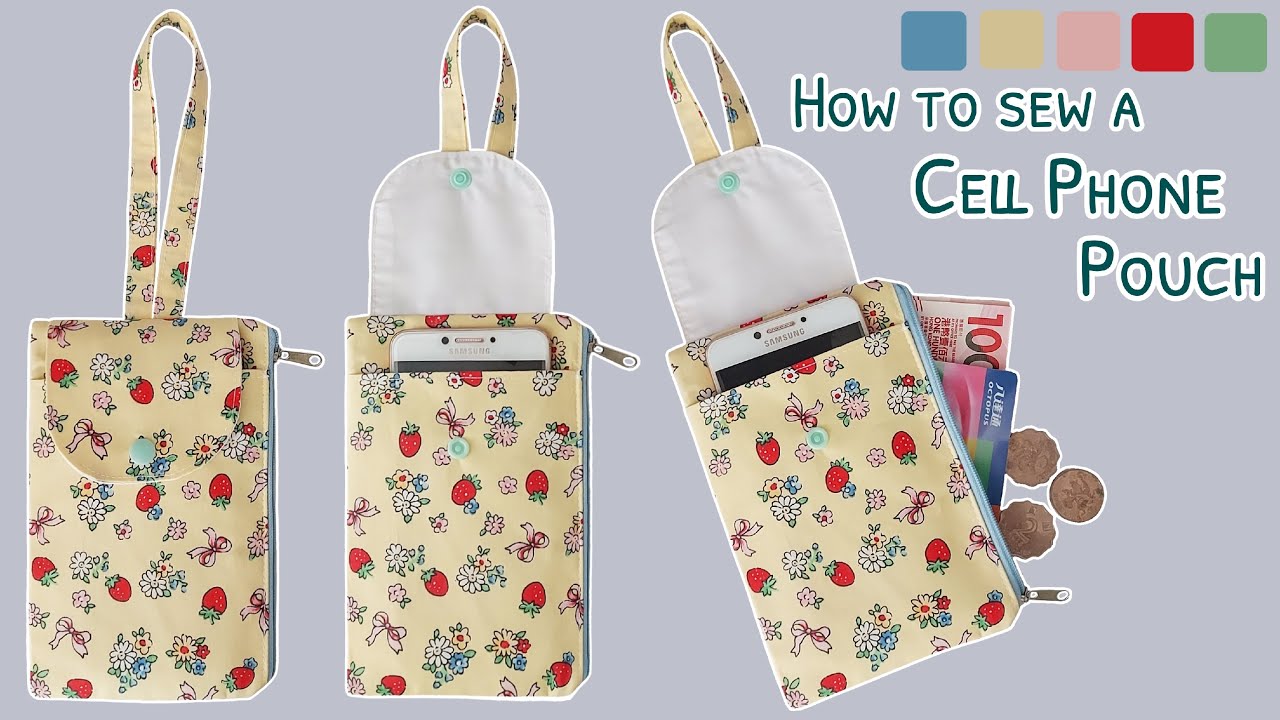 How to sew a cell phone bag with a zipper on the side | diy smartphone pouch | diy mobile phone bag