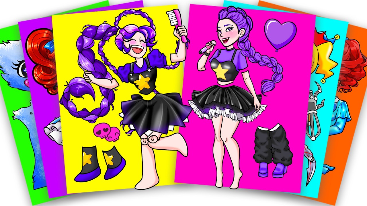 Lily VS HUNTRIX Rumi In The Same PURPLE Outfit !? Poppy PlayTime 5 | Sticker Book DIY