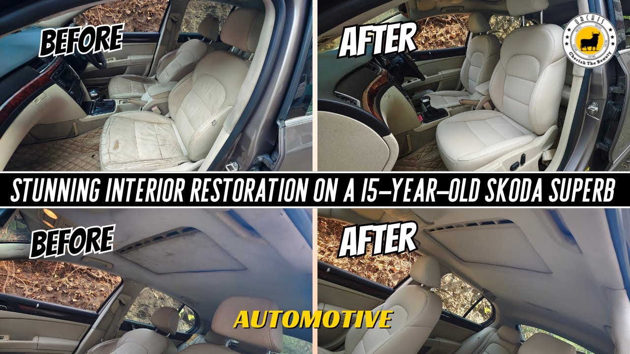 15-Year-Old Skoda Superb Interior Transformed! 😎Seat Covers, Roof Lining & Steering Wheel Makeover