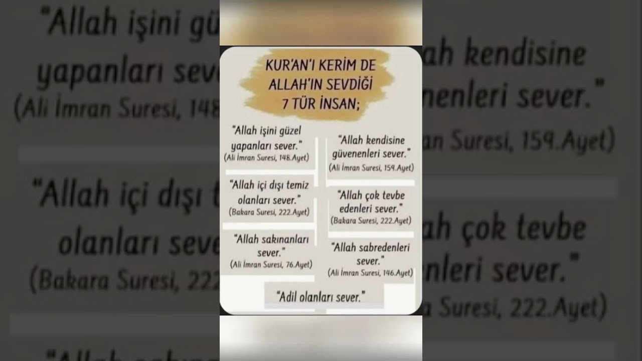 KUR'AN'I KERİM DE ALLAH'IN SEVDİĞİ 7 TÜR İNSAN;