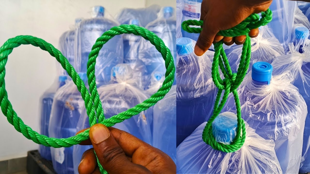 How to lift a big bottle 🍼 without a handle using a simple knot || No handle, No problem 