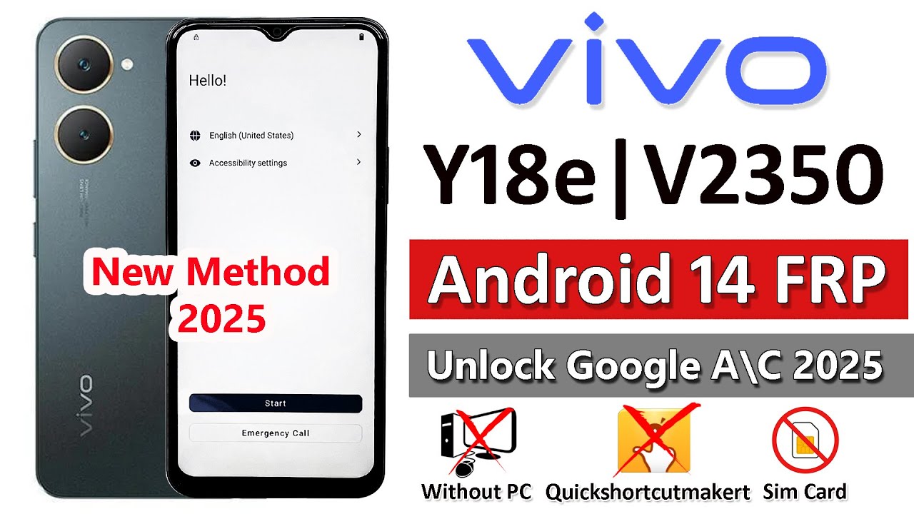 Vivo Y18e Android 14 Frp Bypass/Unlock Google Account Lock Without Pc✅ Vivo Y18e Google Lock Remove✅