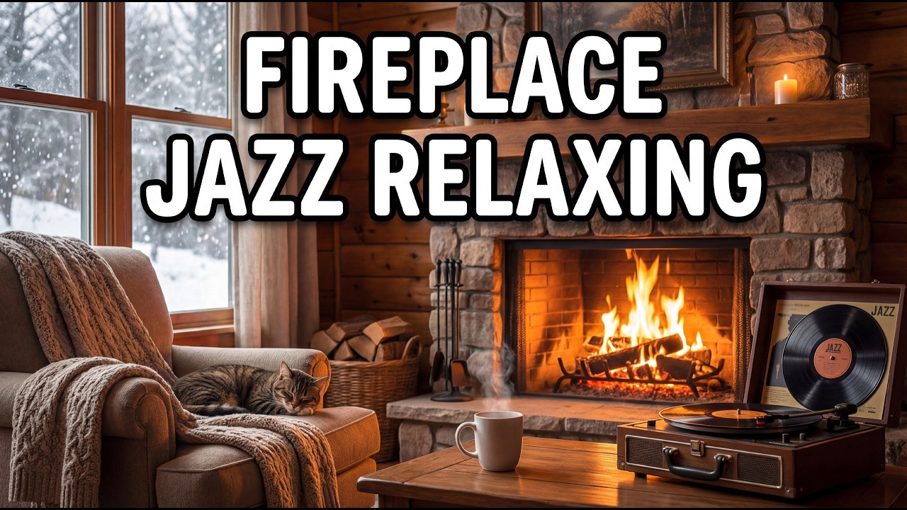 Fireplace Jazz Relaxing – Warm Cozy Jazz Ambience with Crackling Fire for Deep Focus & Stress Relief