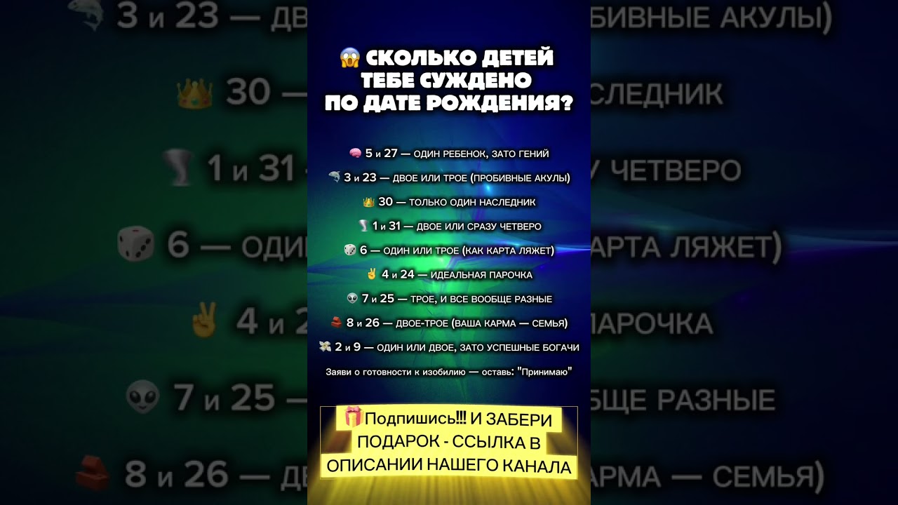 СКОЛЬКО ДЕТЕЙ ТЕБЕ СУЖДЕНО ПО ДАТЕ РОЖДЕНИЯ?