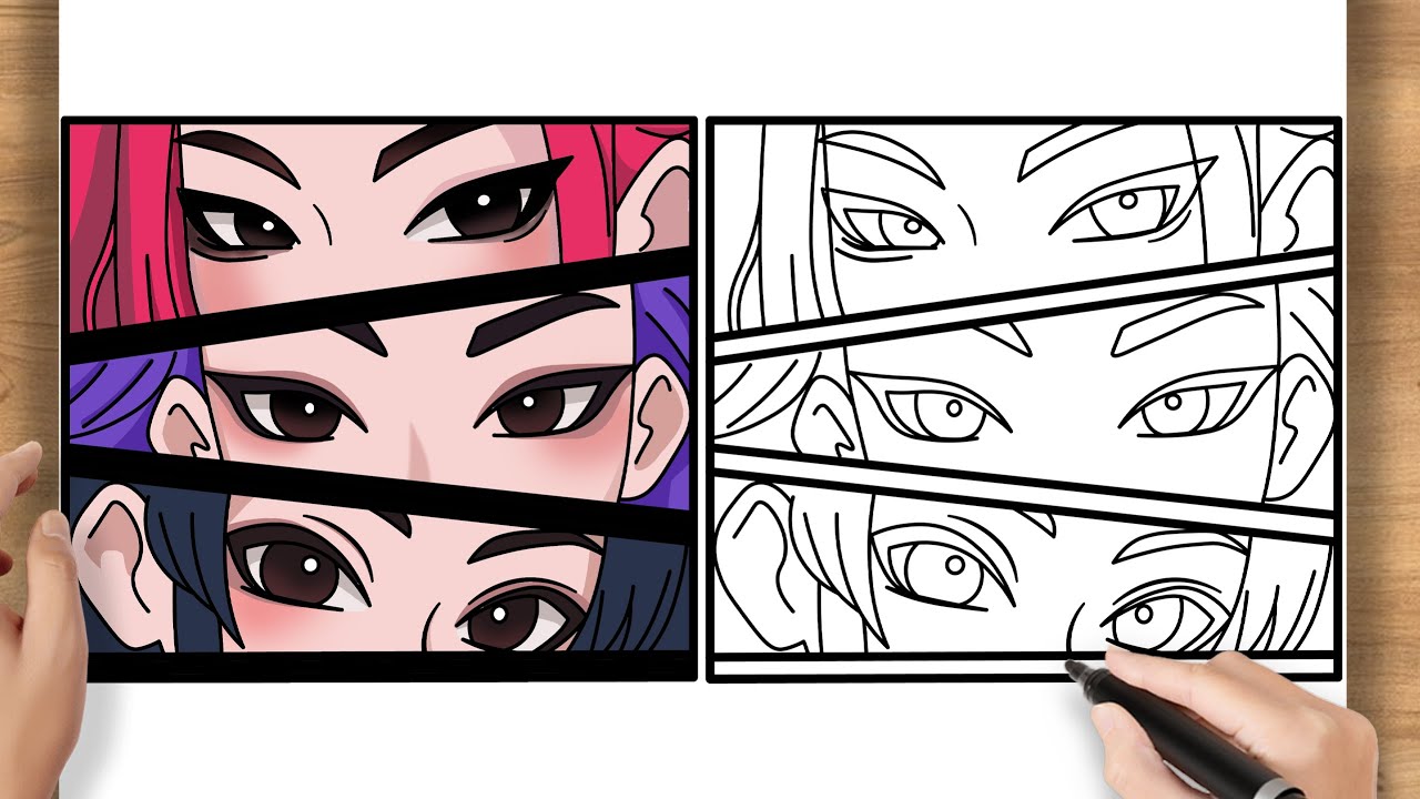 How to Draw Huntrix Eyes Rumi, Zoey & Mira Kpop Demon Hunters