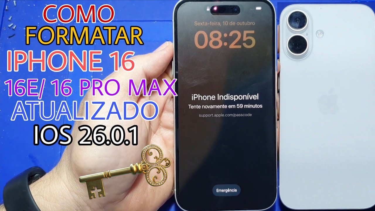 Como formatar IPHONE 16/ 16E/ 16 PRO MAX desbloquear e remover senha de bolinha e inativo atualizado