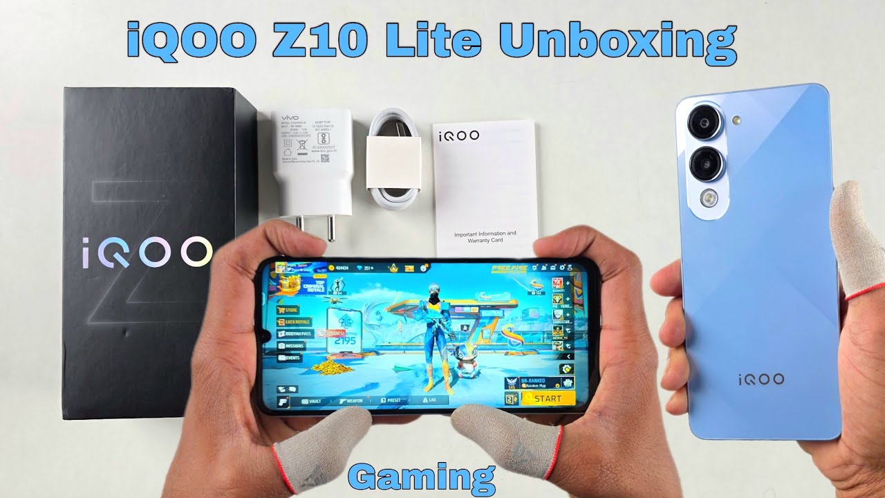 iQOO z10 lite 5G unboxing and gaming test , 6000 mAh battery