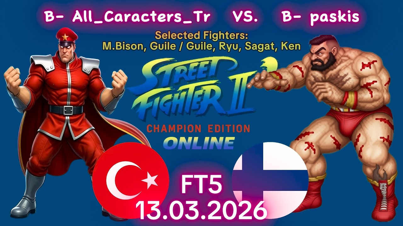 All_Caracters_Tr VS. paskis - ОНЛАЙН-МАТЧ! - Street Fighter II' Champion Edition - FT5 - 13.03.2026